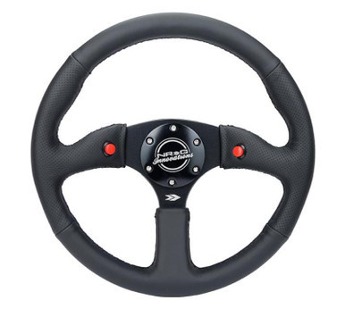 NRG Reinforced Steering Wheel (350mm/ 2.5in. Deep) Sport Leather Racing/ 4mm Matte Black Spoke - RST-023D-R NRGRST-023D-R NRG