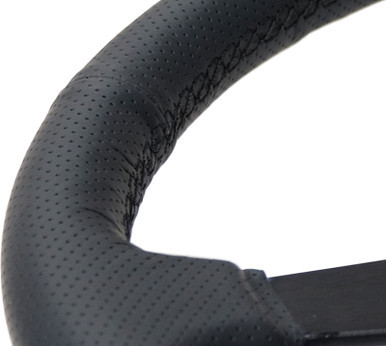 NRG Sport Steering Wheel (350mm / 1.5in Deep) Black Leather Black Stitch w/Matte Black Solid Spokes - RST-037MB-PR NRGRST-037MB-PR NRG