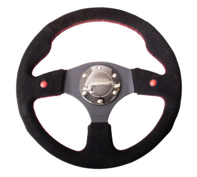 NRG Reinforced Steering Wheel (320mm) Blk Suede w/Dual Buttons - RST-007S NRGRST-007S NRG