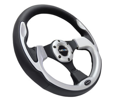 NRG Reinforced Steering Wheel (320mm) Blk w/Silver Trim & 5mm 3-Spoke - RST-001SL NRGRST-001SL NRG