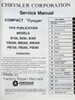 1976 Dodge Compact Van Plymouth Voyager Service Manual Table of Contents