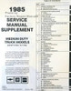 1985 GMC Medium Duty Truck Service Manual Supplement Table of Contents