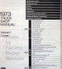 1973 Ford Truck Bronco Bus Shop Manual Table of Contents Volume 1 Chassis