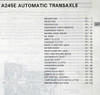 Toyota Corolla 245E Automatic Transmission Repair Manual Table of Contents