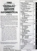 Cadillac 1982 Service Information Table of Contents