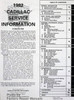 Cadillac 1982 Service Information Table of Contents