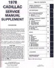 1978 Cadillac Service Manual Supplement Table of Contents