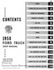 1958 Ford Truck Shop Manual Table of Contents