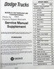 1978 Dodge Truck Supplement Service Manual Table of Cotents