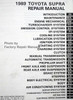 1989 Toyota Supra Repair Manual Table of Contents