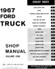 1967 Ford Truck Shop Manual Table of Contents