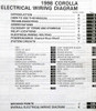 1998 Toyota Corolla Electrical Wiring Diagrams Table of Contents