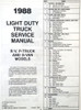 1988 GMC Light Duty Truck R, V, G, P Models Service Manual Table of Contents