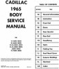 1965 Cadillac Body Service Manual Table of Contents