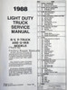 Chevrolet 10-30 Series 1988 R, V, G, P Light Duty Truck Service Manual Table of Contents
