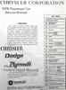 1978 Chrysler Plymouth Dodge Service Manual Table of Contents 1