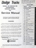 Dodge Truck Models 100-800 Conventional - 4x4 - Forward Control Service Manual Table of Contents