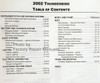 2002 Ford Thunderbird Workshop Manual Table of Contents 2