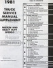 1980 Chevrolet Medium Truck Service Manual Supplement Table  of Contents