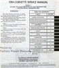 1994 Corvette Service Manual Table of Contents 1
