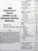 1981 Chevrolet Light Duty Truck Service Manual Table of Contents