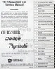 1977 Chrysler Plymouth Dodge Service Manual Table of Contents 1