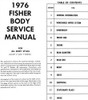 1976 Fisher Body Service Manual Table of Contents