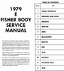 1979 Fisher Body Service Manual Table of Contents