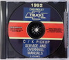 1992 Chevrolet Trucks C/K Pickup Service Manual & Unit Repair Manual  CD