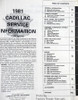 1981 Cadillac Service Manual Table of Contents