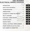 1999 Toyota 4Runner Electrical Wiring Diagrams Table of Contents