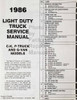 1986 GMC Light Duty Truck Service Manual Table of Contents