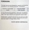 Toyota A442F Automatic Transmission Repair Manual Vehicle Application