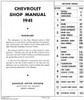 1941 Chevy Car and Truck Shop Manual Table of Contents