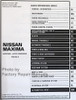 2000 Nissan Maxima Factory Service Manual Late VINs Table of Contents 2