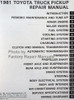 1981 Toyota Pickup Truck Repair Manual  Table of Contents