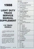 1988 Chevrolet C-K Pick-up Truck Supplement Service Manual Table of Contents