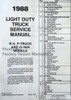1989 Chevy R/V, G, P Truck Service Manual Table of Contents