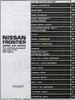 1999 Nissan Frontier 3.3L Service Manual Table of Contents