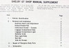1969 Ford Shelby GT350 GT500 Shop Manual Supplement Table of Contents