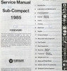 1985 Dodge Colt Plymouth Colt Service Manual Table of Contents