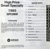 1985 Dodge Plymouth Conquest Shop Service Manual Supplement Table of Contents