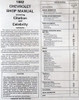 1982 Chevy Citation and Celebrity Shop Manual Table of Contents