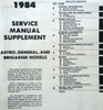 1984 GMC Astro 95 Brigadier General Service Manual Supplement Table of Contents