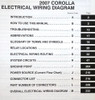 2007 Toyota Corolla Electrical Wiring Diagrams Table of Contents