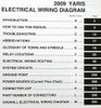 2009 Toyota Yaris Electrical Wiring Diagrams Table of Contents