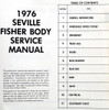  1976 Cadillac Seville Body Service Manual Table of Contents