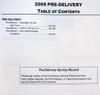 2009 Ford Lincoln Mercury Car Truck Pre-Delivery and Inspection Manual Table of Contents