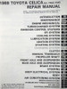 1988 Toyota Celica All-Trac Repair Manual Table of Contents