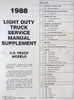 1988 GMC Light Duty Truck C/K Models Service Manual Supplement Table of Contents